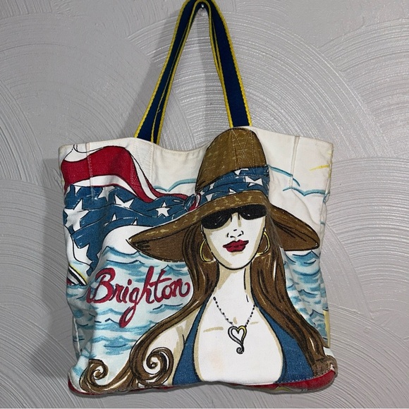 Brighton Canvas Tote Bag Chic Ahoy Nautical Themed Shopping Beach Shoulder Bag - Picture 1 of 6